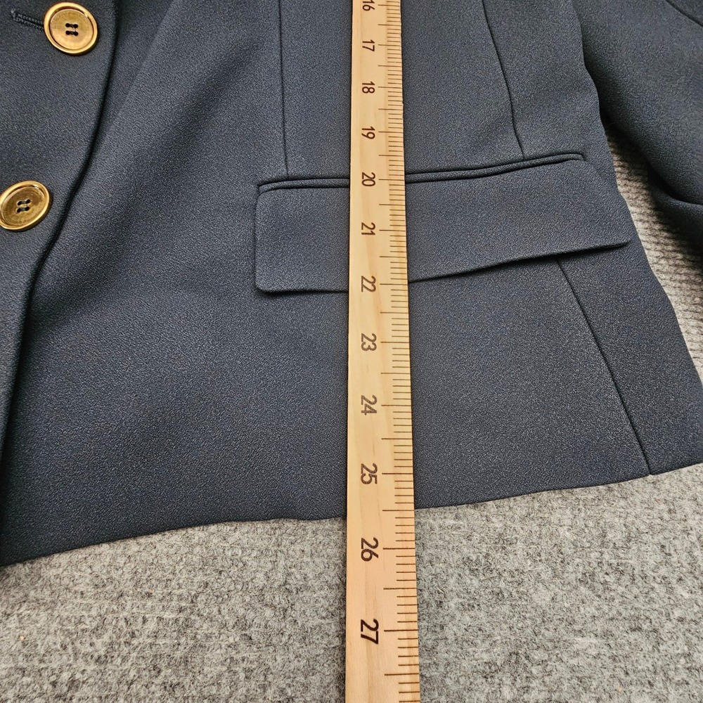 Michael Kors Blazer Womens Crepe Sable Cropped Boyfriend Midnight Gold Button 14 - Picture 5 of 8